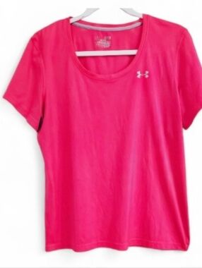 Under Armour Women's Bright Pink Performance Scoop Neck Tee. Semi Fitted  Sz XL